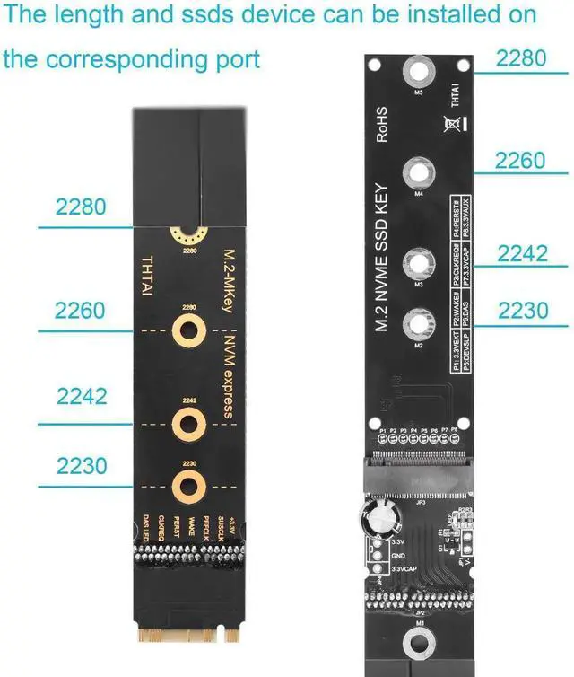 Alt view image 5 of 6 - 33CM M.2 NVMe SSD Extension Cable M-Key Male to Female M2 Adapter Cord, Only Supports NVMe Protocol, Compatible with 2230 2242 2260 2280 Size SSD for Motherboard Internal Layout Expansion