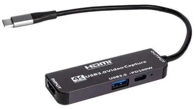 Alt view image 2 of 6 - Torpedo Nova USB C 4K 30Hz Video Capture Card with 100W PD Charging & USB 3.0 5Gbps Data Port, Plug and Play Capture Adapter for OBS Live Streaming, Gaming Recording, Video Conference, Compatible with