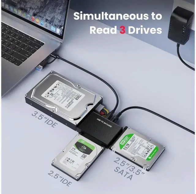Alt view image 5 of 7 - USB 3.0 & USB C to SATA IDE Hard Drive Adapter Converter, External Disk Connector for 2.5 Inch 3.5 Inch HDD SSD and Optical Drives, Plug and Play SATA IDE to USB External Storage Reader