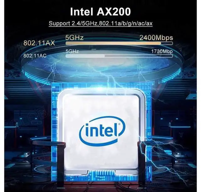 Alt view image 2 of 7 - WiFi 6 AX200 PCIE Wireless Network Card 2974Mbps Dual Band 2.4G/5GHz with Bluetooth 5.0, 802.11ax Desktop PCIe WiFi Adapter, Stable Internet Connection Only Compatible with Windows 10 64-bit System