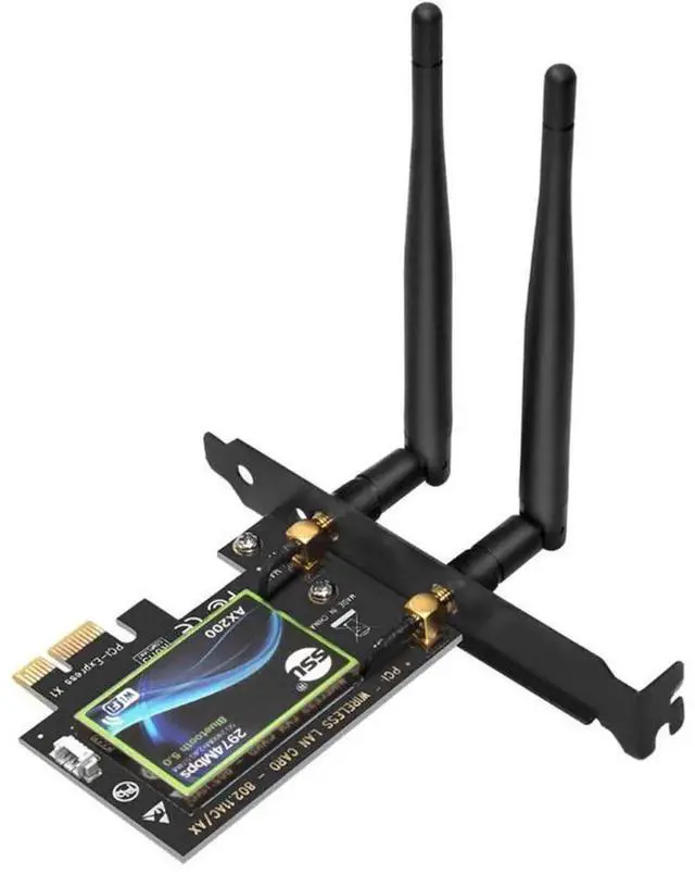 Alt view image 3 of 7 - WiFi 6 AX200 PCIE Wireless Network Card 2974Mbps Dual Band 2.4G/5GHz with Bluetooth 5.0, 802.11ax Desktop PCIe WiFi Adapter, Stable Internet Connection Only Compatible with Windows 10 64-bit System