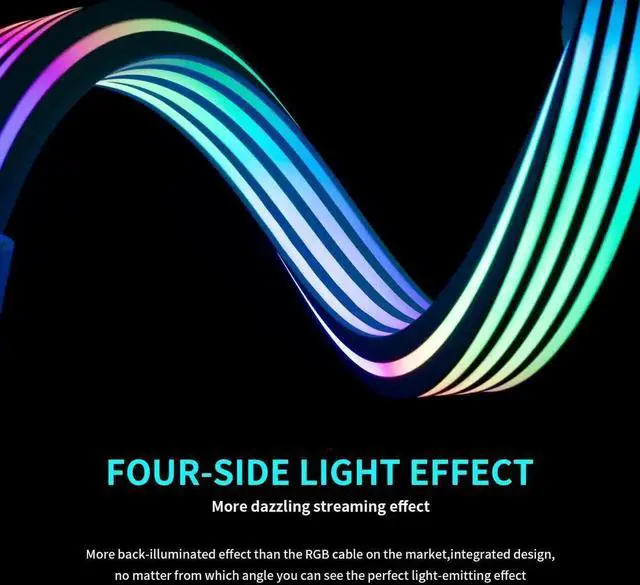 Alt view image 2 of 7 - White 8 Pin GPU ARGB PSU Extension Cable, 5V 3Pin Addressable RGB Graphics Card Power Cord, Sync Motherboard Lighting for RTX 3060 4060 4070 RX 6600 RX580 PC Case Decoration