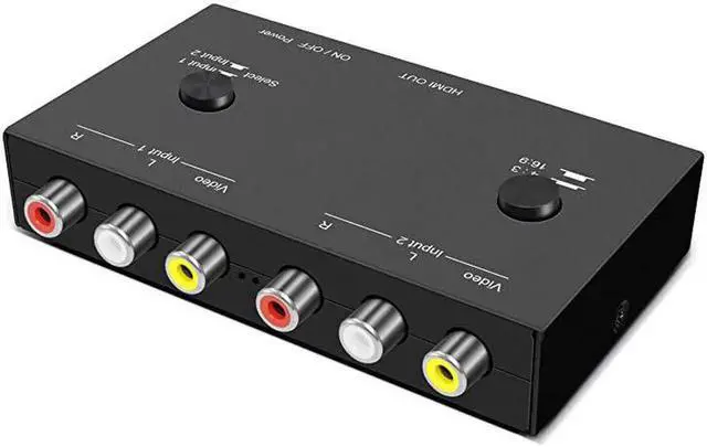 Main image of Dual RCA AV to HDMI Composite Video Converter Adapter, Supports 4:3/16:9 Aspect Ratio Adjustment, Analog to Digital Signal Transformer for Wii N64 PS1 PS3 VHS VCR DVD Players and Old Game Consoles