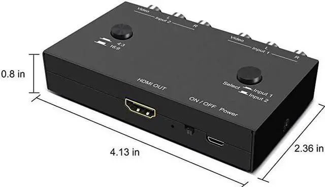 Alt view image 5 of 7 - Dual RCA AV to HDMI Composite Video Converter Adapter, Supports 4:3/16:9 Aspect Ratio Adjustment, Analog to Digital Signal Transformer for Wii N64 PS1 PS3 VHS VCR DVD Players and Old Game Consoles