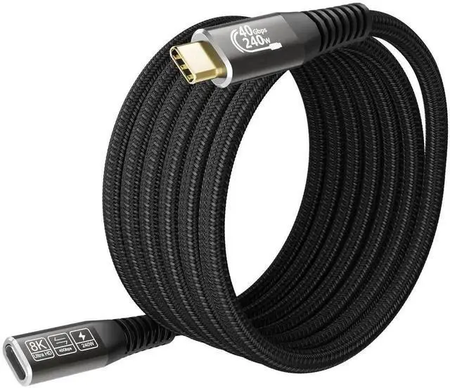 Main image of 2M/6.6FT Thunderbolt 4 USB-C Male to Female Extension Cable, 40Gbps High Speed Data Transfer, Supports 8K Video Output & 240W PD Fast Charging, Compatible with Thunderbolt 3, USB4, SSD and eGPU Extern