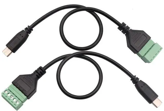 Alt view image 7 of 7 - 2 Pack 30CM USB 2.0 Type-C Male to 5 Pin Screw Terminal Block Cable, Shielded Pluggable Screw Down Terminal Connector with Bolt Locking, DIY Soldering-Free Wiring Adapter for Circuit Power and Data Co