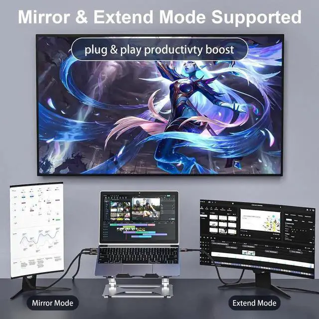 Alt view image 4 of 7 - 20FT Long Nylon Braided USB C to USB C Cable, USB 3.1 Gen1 10Gbps Data Speed, Supports 4K@60Hz & 2K@120Hz Video Display, PD3.0 100W Fast Charging Cord Backward Compatible with Thunderbolt 3 Devices