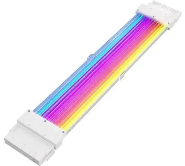 Alt view image 5 of 7 - White A Style Connector 24Pin ARGB PSU Strimer Extension Cable Kit, 5V 3Pin Addressable RGB Synchronized Sleeved Power Supply Extension Cord for PC Case Modding