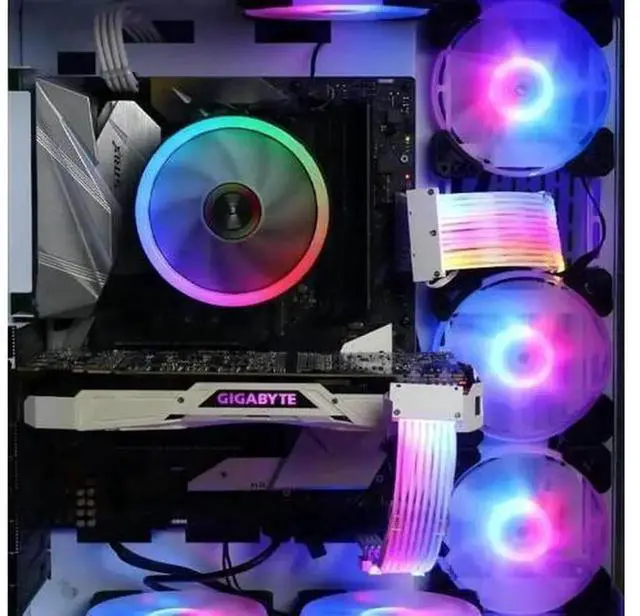 Alt view image 3 of 7 - White A Style Connector 24Pin ARGB PSU Strimer Extension Cable Kit, 5V 3Pin Addressable RGB Synchronized Sleeved Power Supply Extension Cord for PC Case Modding
