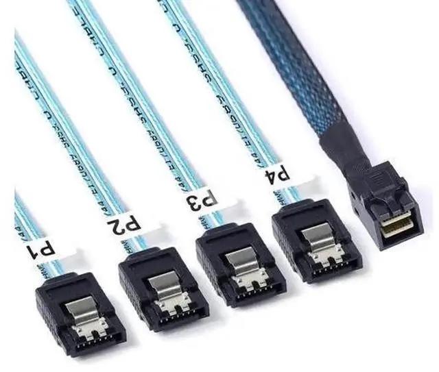 Main image of 2 Pack 1 Meter SFF-8643 Mini SAS HD to 4 SATA Forward Breakout Cable, 3.3FT SFF8643 Host Controller to SATA Hard Drive Connection Cord