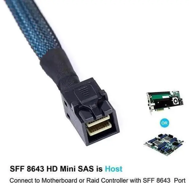 Alt view image 4 of 5 - 2 Pack 1 Meter SFF-8643 Mini SAS HD to 4 SATA Forward Breakout Cable, 3.3FT SFF8643 Host Controller to SATA Hard Drive Connection Cord
