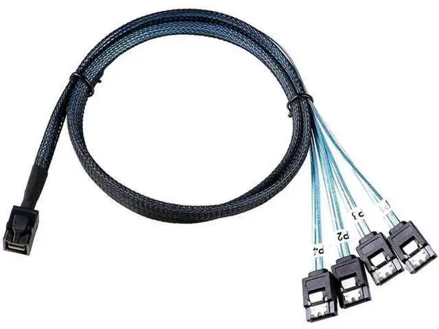 Alt view image 3 of 5 - 2 Pack 1 Meter SFF-8643 Mini SAS HD to 4 SATA Forward Breakout Cable, 3.3FT SFF8643 Host Controller to SATA Hard Drive Connection Cord