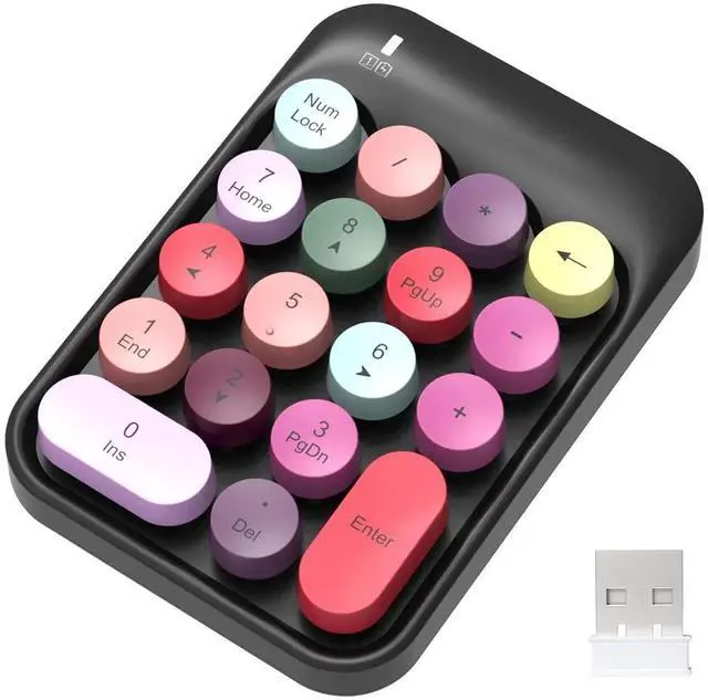 Main image of 2.4G Wireless 18 Keys Numeric Keypad, Mini Portable Silent Number Pad with USB Receiver, Financial Accounting Number Keyboard Extension for Laptop Desktop PC, Black Color