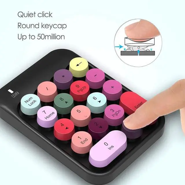 Alt view image 4 of 7 - 2.4G Wireless 18 Keys Numeric Keypad, Mini Portable Silent Number Pad with USB Receiver, Financial Accounting Number Keyboard Extension for Laptop Desktop PC, Black Color