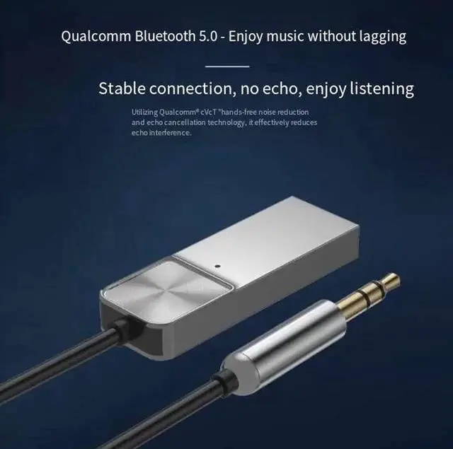 Alt view image 2 of 7 - B27 Bluetooth 5.0 Audio Transmitter Receiver Adapter, 3.5mm AUX Jack Wireless Audio Dongle with Hands-Free Call Function for Car Stereo and Home Audio Speakers