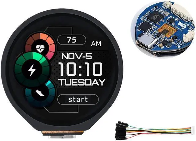 Main image of RP2040-Touch-LCD-1.28 Development Board with Raspberry Pi RP2040 Dual-Core Chip, 1.28 Inch Round IPS Touch Screen 240x240 65K RGB Color, Onboard Accelerometer & Gyroscope MEMS Sensor