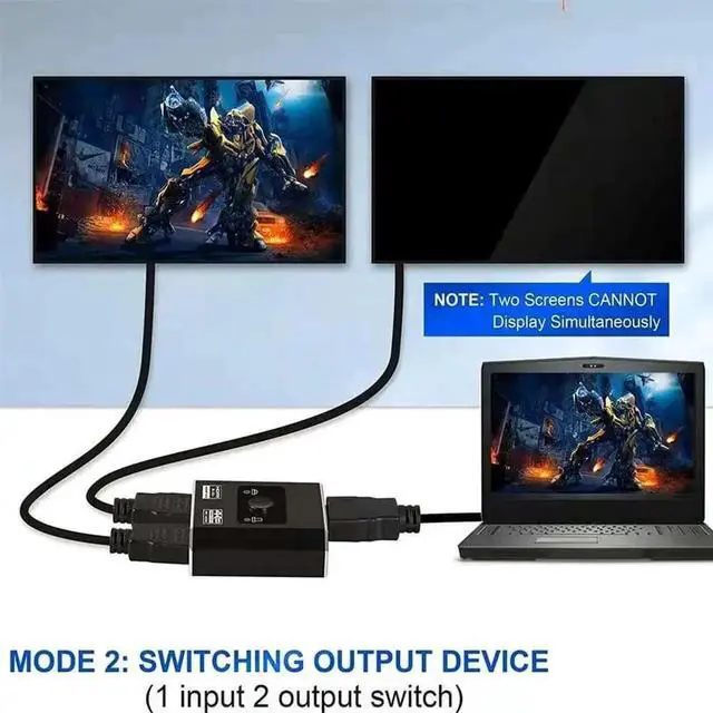 Alt view image 4 of 7 - HDMI 2.0b Bi-Directional Switch with Free HDMI Cable, 2 in 1 Out Switcher / 1 in 2 Out Splitter, 4K@60Hz 18Gbps Bandwidth Support VRR, HDR10, Dolby Vision, HDCP 2.2 for PS4 PS5, SkyQ, Roku, Apple TV,