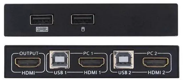 Alt view image 3 of 7 - 2 In 1 Out HDMI KVM Switch 4K@30Hz, USB Keyboard Mouse Sharing Video Display Synchronization Controller for Two Computers Share One Monitor Peripherals