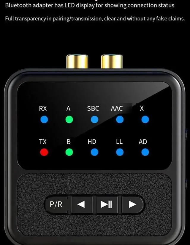 Alt view image 3 of 4 - AptX Bluetooth 5.4 2-in-1 Audio Transmitter Receiver Adapter, Support One-to-Two Pairing, AUX 3.5mm & RCA Dual Output Wireless Audio Dongle for TV Car Home Speaker