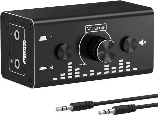 Main image of Bidirectional 3.5mm Audio Switch 2 In 1 Out & 1 In 2 Out Stereo Audio Selector with Volume Knob and Free 3.5mm Audio Cable, for PC, Smartphone, Laptop, Headphones and Speakers