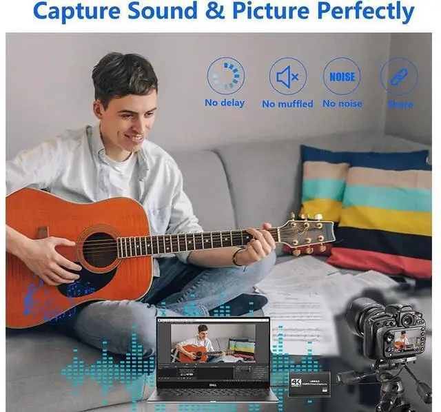 Alt view image 4 of 7 - 4K HDMI Game Capture Card USB 3.0, 1080P@60FPS Low Latency Video Capture Device for Live Streaming & Game Recording, Compatible with Nintendo Switch, PS4, PS5, PC, DSLR Camera and OBS Studio