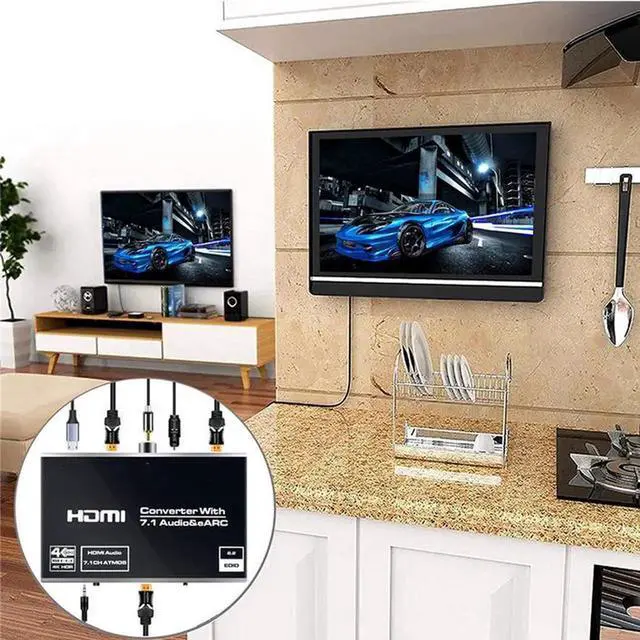 Alt view image 3 of 5 - Torpedo Nova HDMI eARC Audio Extractor, HDMI 2.0b 4K@60Hz HDR Video Pass-Through, Support 7.1CH Dolby Atmos & HDCP 2.2, 4-Way Audio Output via Optical SPDIF, Coaxial, 3.5mm AUX and Independent HDMI Au