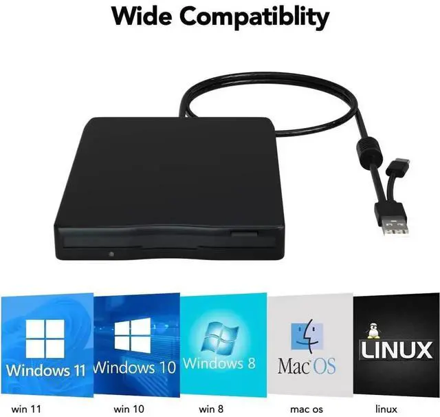 Alt view image 4 of 7 - 3.5 Inch External USB Floppy Disk Drive Portable Dual Interface USB FDD Floppy Disk Reader for Laptop Desktop PC Supports 1.44MB 3.5-inch Floppy Disks Plug and Play Diskette Drive