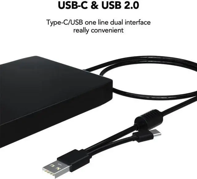 Alt view image 6 of 7 - 3.5 Inch External USB Floppy Disk Drive Portable Dual Interface USB FDD Floppy Disk Reader for Laptop Desktop PC Supports 1.44MB 3.5-inch Floppy Disks Plug and Play Diskette Drive