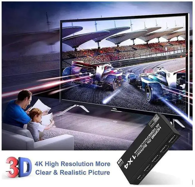 Alt view image 7 of 7 - 4 Port HDMI 2.0 Switch Splitter 4 in 1 Out Metal Housing 4K 60Hz HDMI Selector Box Supports EDID HDCP 2.2 Ultra HD 2160P 3D 1080P Resolution with Included Power Adapter
