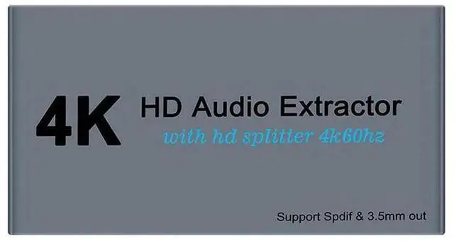 Alt view image 6 of 6 - HDMI 2.0 1 In 2 Out Audio Extractor Splitter 4K@60Hz HDCP2.2 Decoder Box with SPDIF Optical Port and 3.5mm AUX Jack Separates Video and Audio for TV Speaker Headphone Sound Output
