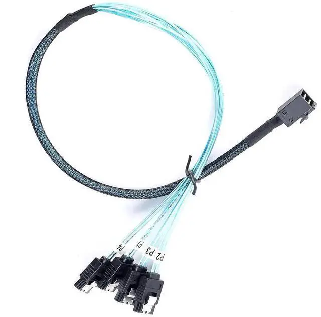 Alt view image 3 of 5 - 2 Pack 0.5M 1.6FT SFF-8643 Mini SAS HD to 4 SATA Forward Breakout Cable Mini SAS SFF8643 Host Controller to Hard Disk Drives Server Storage Expansion Cord