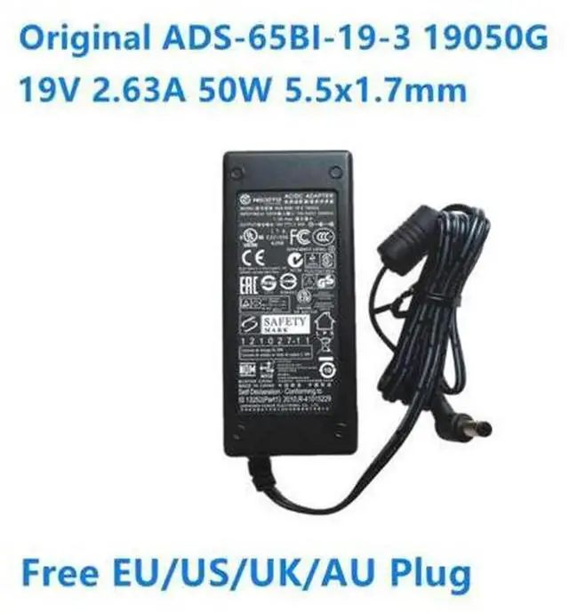 Main image of 19V 2.63A 50W AC Power Adapter 5.5x1.7mm DC Tip Model ADS-65BI-19-3 Replacement Charger Compatible with APD DA-50F19 HP 2711X 2511X LED Monitor Acer Benq LCD Display Power Supply Cord