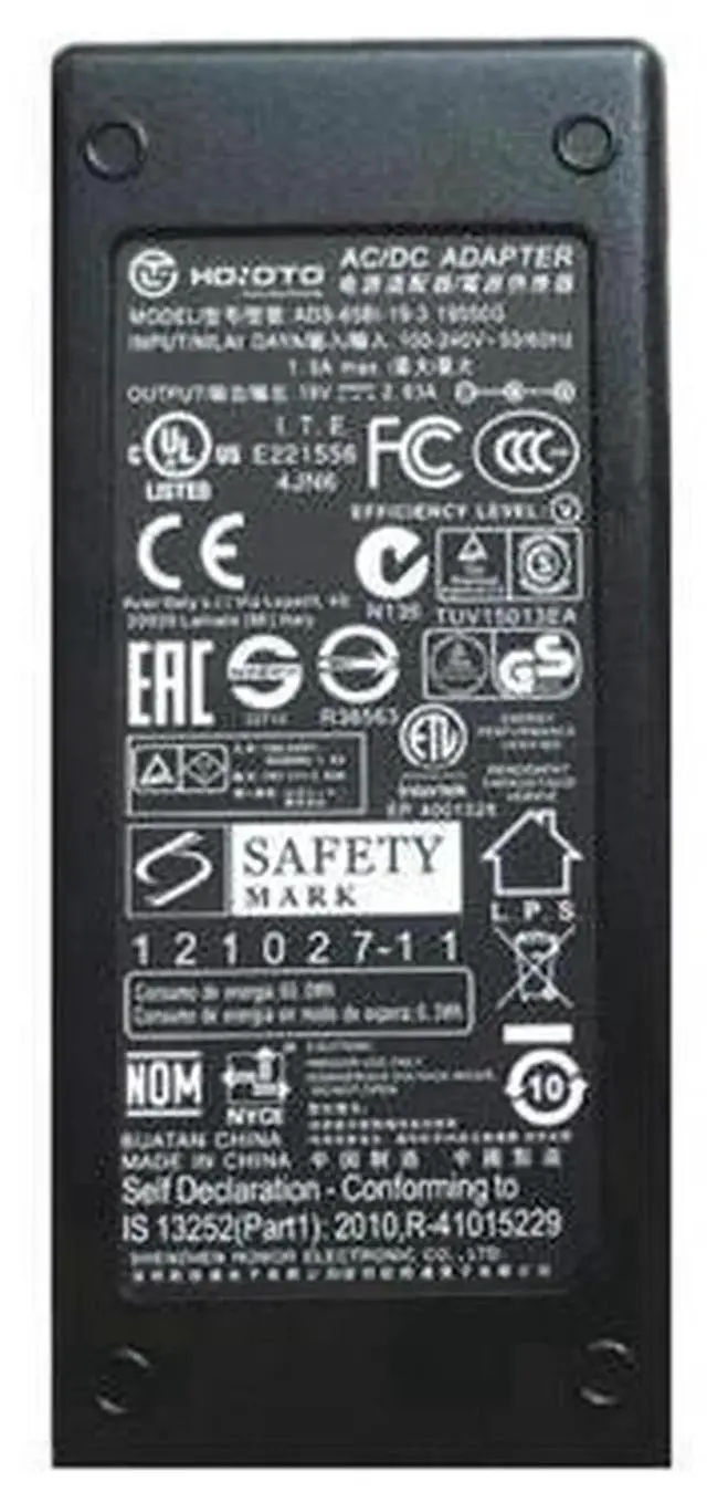 Alt view image 2 of 2 - 19V 2.63A 50W AC Power Adapter 5.5x1.7mm DC Tip Model ADS-65BI-19-3 Replacement Charger Compatible with APD DA-50F19 HP 2711X 2511X LED Monitor Acer Benq LCD Display Power Supply Cord