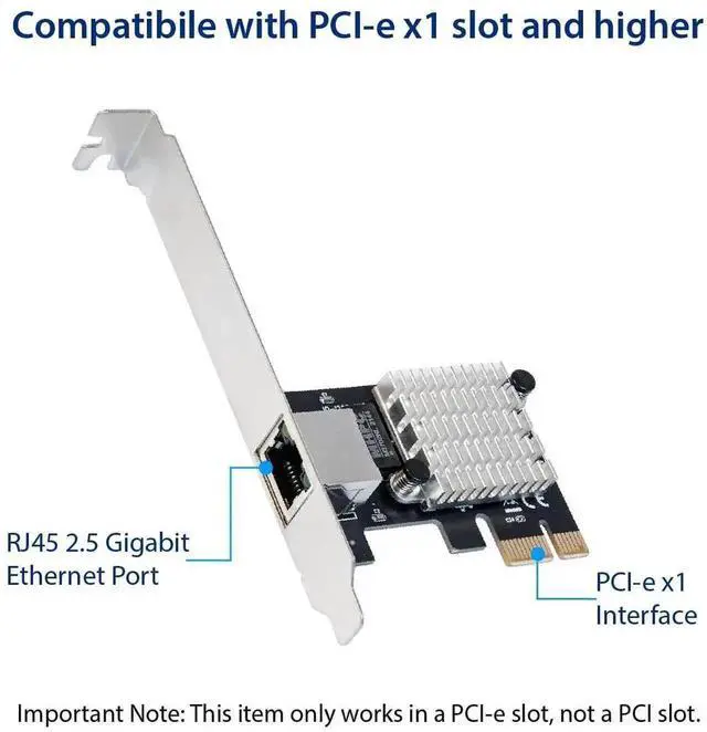 Alt view image 3 of 7 - 2.5G PCIe Network Card Intel I225 Chipset, PCI Express RJ45 LAN Adapter 10/100/1000/2500Mbps Gigabit Ethernet NIC SY-PEX24076 for Desktop PC Gaming Server High Speed Network Expansion