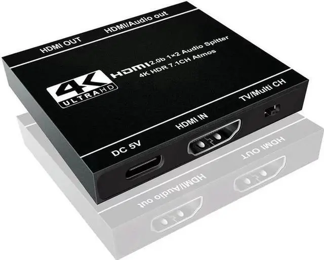 Main image of Torpedo Nova HDMI 2.0 1x2 Splitter with Built-in Scaler, 4K@60Hz 18Gbps HDCP 2.2 Bypass, HDR10 Dolby Vision Dolby Atmos Support, Independent Resolution Downscale for Dual Different Displays