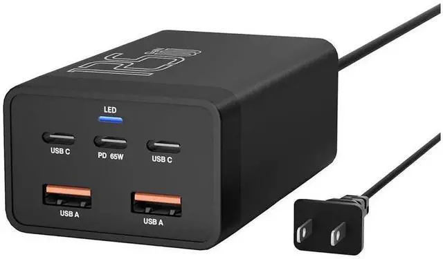 Main image of 125W GaN 5-Port USB Fast Charging Station with LED Digital Display, Multi-Port PD QC USB Charger Hub, Compatible with iPhone 15 14 Pro 13 12 Galaxy S23 S22 S21 Note 20 Ultra LG HTC Smartphones Tablets