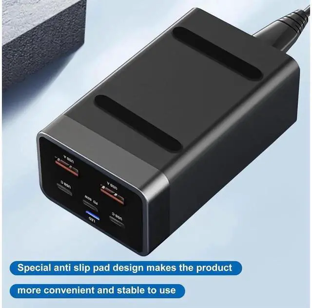 Alt view image 2 of 7 - 125W GaN 5-Port USB Fast Charging Station with LED Digital Display, Multi-Port PD QC USB Charger Hub, Compatible with iPhone 15 14 Pro 13 12 Galaxy S23 S22 S21 Note 20 Ultra LG HTC Smartphones Tablets