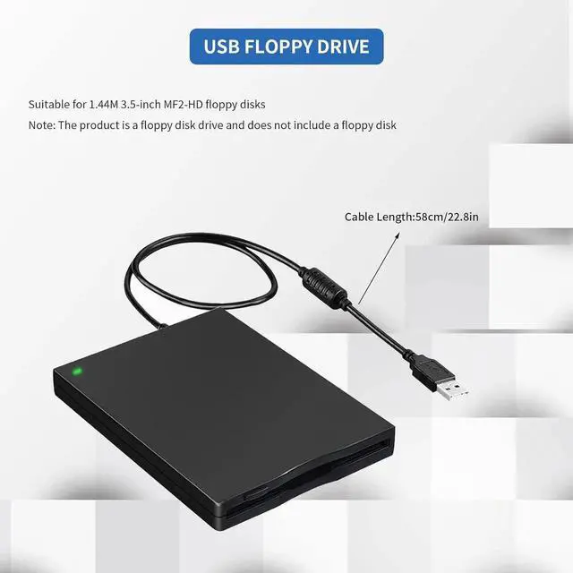 Alt view image 5 of 7 - 3.5 Inch External USB Floppy Disk Drive 1.44MB Portable FDD Floppy Disk Reader, Plug and Play Retro Disk Reader for Laptop Desktop PC, Legacy Old Data Backup Industrial Equipment Program Transfer