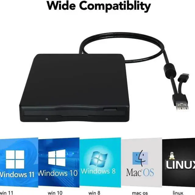 Alt view image 7 of 7 - Portable 3.5 Inch External USB Floppy Disk Drive, 1.44MB FDD Dual Interface Floppy Reader for Laptop Desktop PC, Plug and Play Compact Retro Disk Drive for Legacy Data Reading & Industrial Equipment D