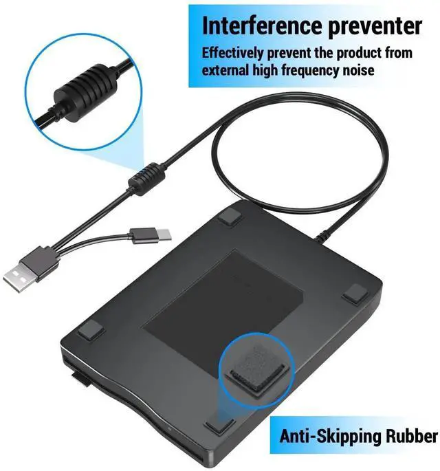 Alt view image 5 of 7 - Portable 3.5 Inch External USB Floppy Disk Drive, 1.44MB FDD Dual Interface Floppy Reader for Laptop Desktop PC, Plug and Play Compact Retro Disk Drive for Legacy Data Reading & Industrial Equipment D