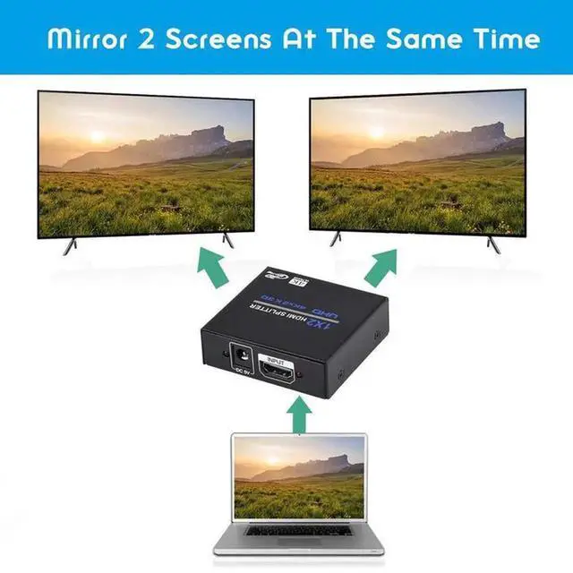 Alt view image 2 of 5 - Torpedo Nova HDMI 1x2 Splitter 1 in 2 Out, 4K@30Hz HDMI 1.4 Distribution Box HDCP 1.4 & 3D Video Support, Compact Portable Powered HDMI Duplicator for PS3 PS4 Blu-Ray Player Laptop TV Projector