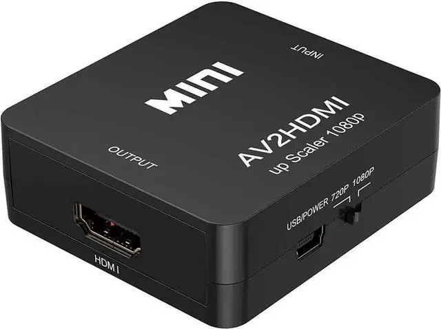 Main image of Mini RCA AV to HDMI Converter 1080P Composite AV2HDMI Video Audio Adapter Supports PAL NTSC Format, Built-in USB Power Cord for DVD VCR Old Game Console Analog Signal to Digital HDMI Output