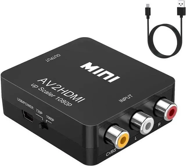 Alt view image 6 of 7 - Mini RCA AV to HDMI Converter 1080P Composite AV2HDMI Video Audio Adapter Supports PAL NTSC Format, Built-in USB Power Cord for DVD VCR Old Game Console Analog Signal to Digital HDMI Output