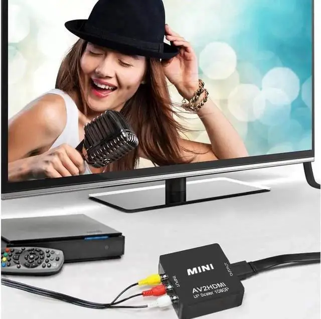 Alt view image 4 of 7 - Mini RCA AV to HDMI Converter 1080P Composite AV2HDMI Video Audio Adapter Supports PAL NTSC Format, Built-in USB Power Cord for DVD VCR Old Game Console Analog Signal to Digital HDMI Output