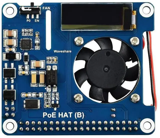 Main image of PoE HAT (B) Power Over Ethernet Expansion Board 802.3af Standard PoE Module for Raspberry Pi 3B+ 4B, Delivers Stable Power & Network Transmission via Single Ethernet Cable