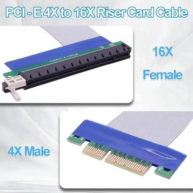 Alt view image 4 of 7 - 19cm PCI-E 4X to 16X Riser Extension Cable PCIe 4.0 Compatible Male to Female Adapter Riser Card Converter for Desktop GPU Graphics Card, NVMe SSD, RAID Controller and PCI Express Expansion Devices