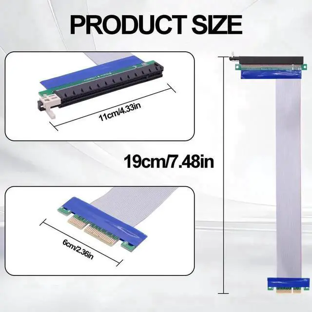 Alt view image 5 of 7 - 19cm PCI-E 4X to 16X Riser Extension Cable PCIe 4.0 Compatible Male to Female Adapter Riser Card Converter for Desktop GPU Graphics Card, NVMe SSD, RAID Controller and PCI Express Expansion Devices