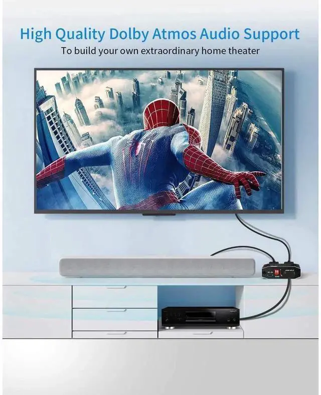 Alt view image 3 of 7 - 1 In 2 Out HDMI 2.0 Splitter with Independent Scaler Function, 4K@60Hz HDR10 HDCP2.2 4:4:4 Color, 4 EDID Modes, One Port 4K 60Hz While Another 1080P Output for Dual Different Resolution Displays