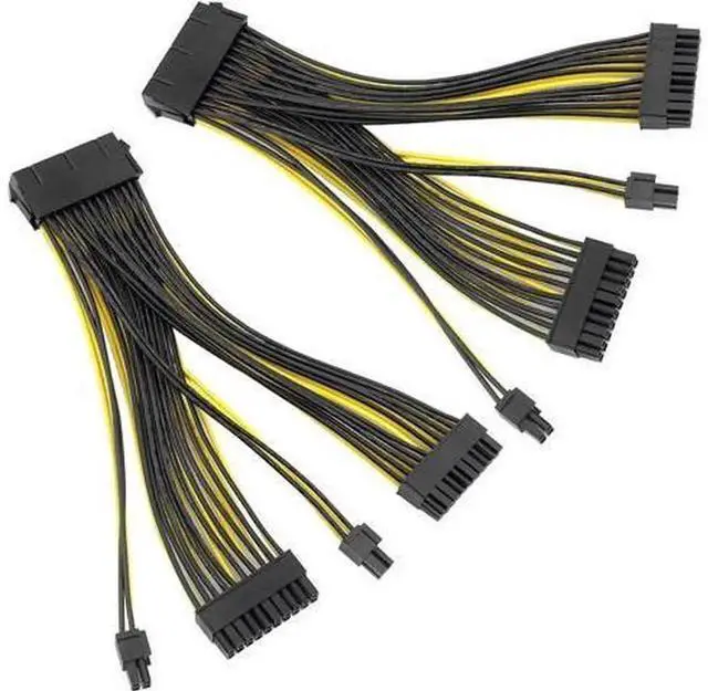 Main image of 2Pcs 20cm 20+4 Pin 24P Dual PSU Synchronous Start Cable 18AWG ATX Motherboard Main Power Adapter Cord, Dual Power Supply Trigger Extension Wire for Mining Rig Multi-PC Test Bench Setup