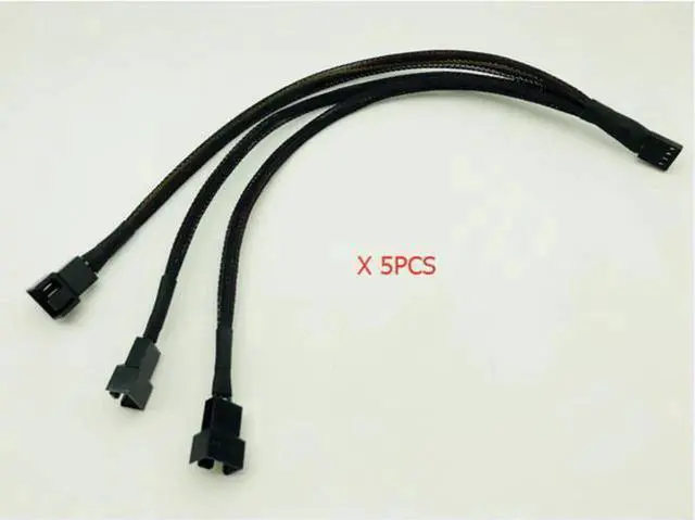 Main image of 5 Pack 1 to 3 4Pin PWM Fan Splitter Cables, 4Pin Male to Triple Female Y-Shape Fan Adapter Cord, Compatible with 3Pin DC & 4Pin PWM Fans for PC CPU Cooler, Chassis Case Fans and Mining Rig Cooling Sys